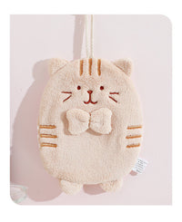 HKM-615059 Cute Kitten Hand Towel - Absorbent Coral Fleece, Lint-Free for Kitchen Use