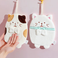 HKM-615059 Cute Kitten Hand Towel - Absorbent Coral Fleece, Lint-Free for Kitchen Use