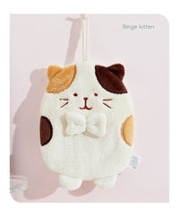 HKM-615059 Cute Kitten Hand Towel - Absorbent Coral Fleece, Lint-Free for Kitchen Use