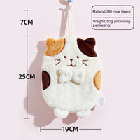 HKM-615059 Cute Kitten Hand Towel - Absorbent Coral Fleece, Lint-Free for Kitchen Use