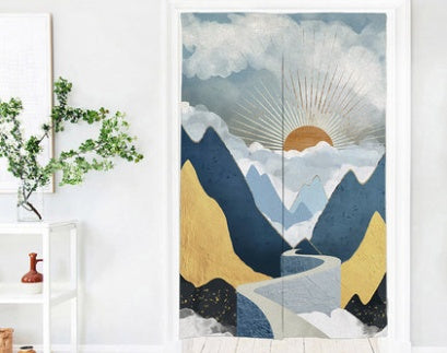 HKM-615187 Fabric Partition Curtain for Bedroom, Bathroom, and Kitchen – Versatile Polyester Fiber Design, Multiple Sizes & Abstract Patterns Available
