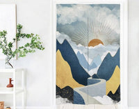 HKM-615187 Fabric Partition Curtain for Bedroom, Bathroom, and Kitchen – Versatile Polyester Fiber Design, Multiple Sizes & Abstract Patterns Available