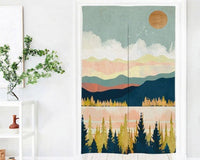 HKM-615187 Fabric Partition Curtain for Bedroom, Bathroom, and Kitchen – Versatile Polyester Fiber Design, Multiple Sizes & Abstract Patterns Available