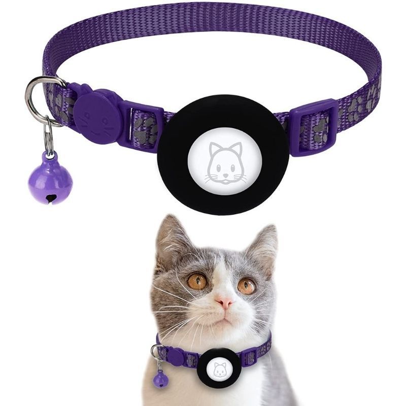 HKM-615187 Pet Cat Footprints Reflective Collar With Bell