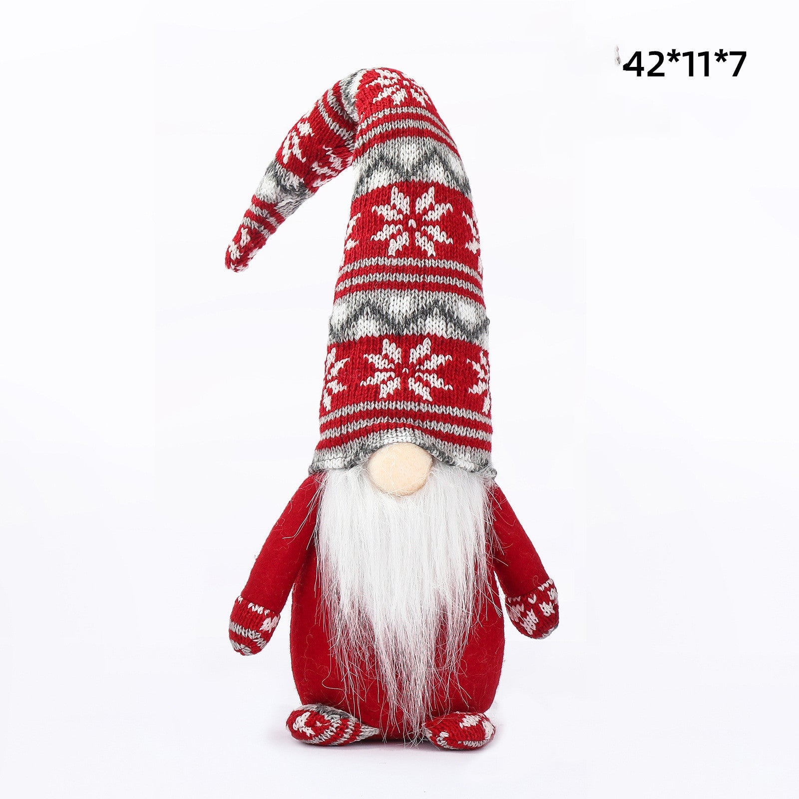 HKM-615251 Faceless Doll Window Decoration - Woolen Cloth in Red, Gray, and Cyan, 35x8cm