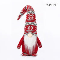 HKM-615251 Faceless Doll Window Decoration - Woolen Cloth in Red, Gray, and Cyan, 35x8cm