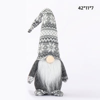 HKM-615251 Faceless Doll Window Decoration - Woolen Cloth in Red, Gray, and Cyan, 35x8cm