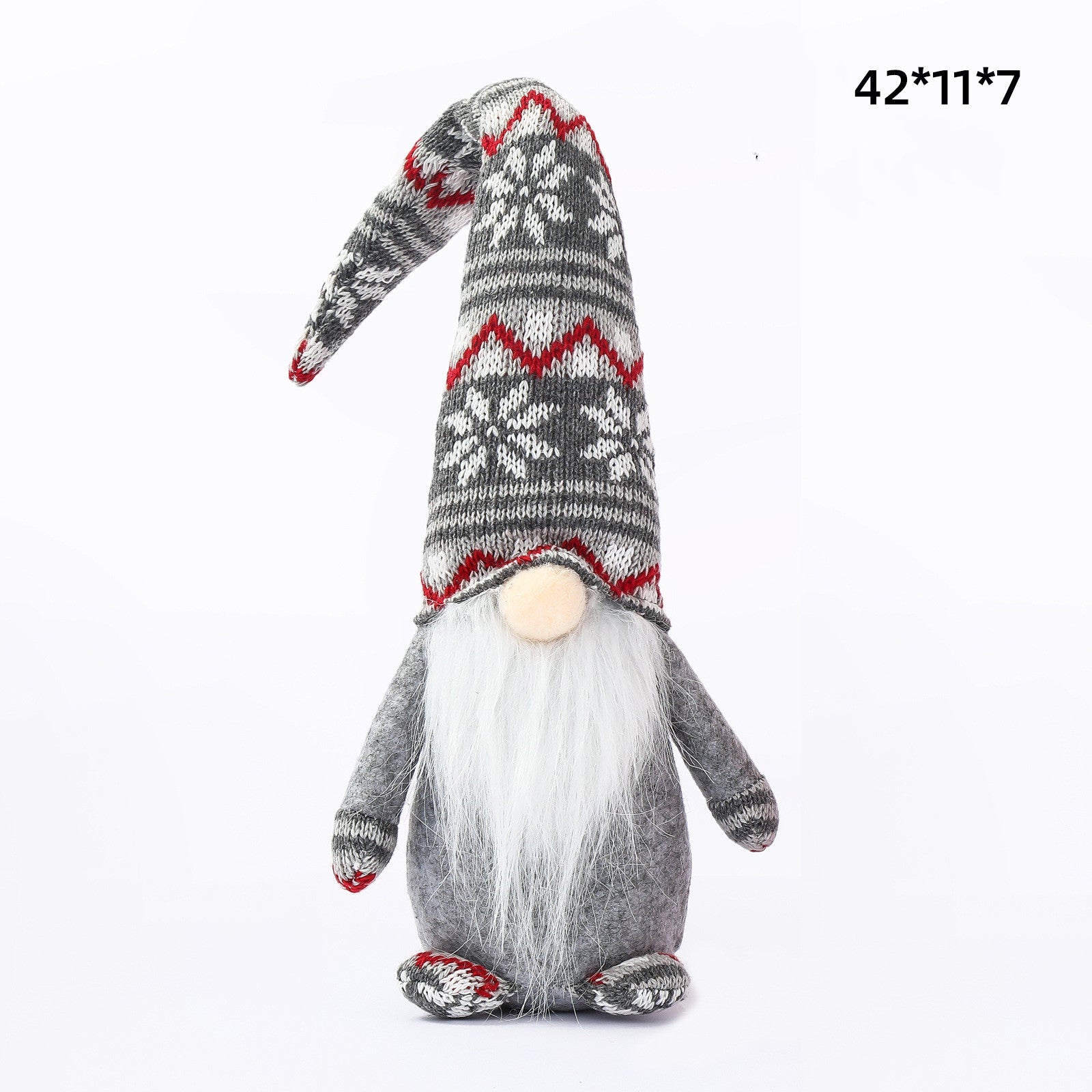 HKM-615251 Faceless Doll Window Decoration - Woolen Cloth in Red, Gray, and Cyan, 35x8cm