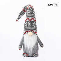HKM-615251 Faceless Doll Window Decoration - Woolen Cloth in Red, Gray, and Cyan, 35x8cm