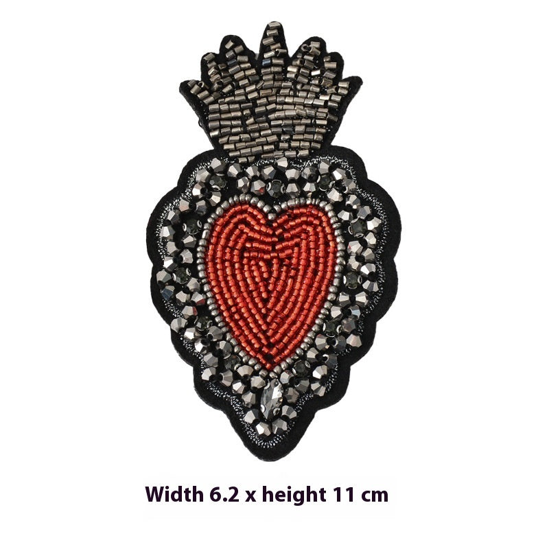 KTX-615315 Large Heart-shaped Cross Cloth Sticker for Shoes and Hats, Made from Durable Polyester