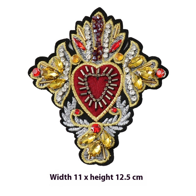 KTX-615315 Large Heart-shaped Cross Cloth Sticker for Shoes and Hats, Made from Durable Polyester