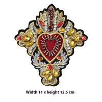 HKM-615315 Large Heart-shaped Cross Cloth Sticker for Shoes and Hats, Made from Durable Polyester