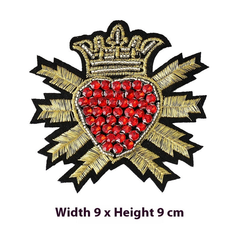KTX-615315 Large Heart-shaped Cross Cloth Sticker for Shoes and Hats, Made from Durable Polyester