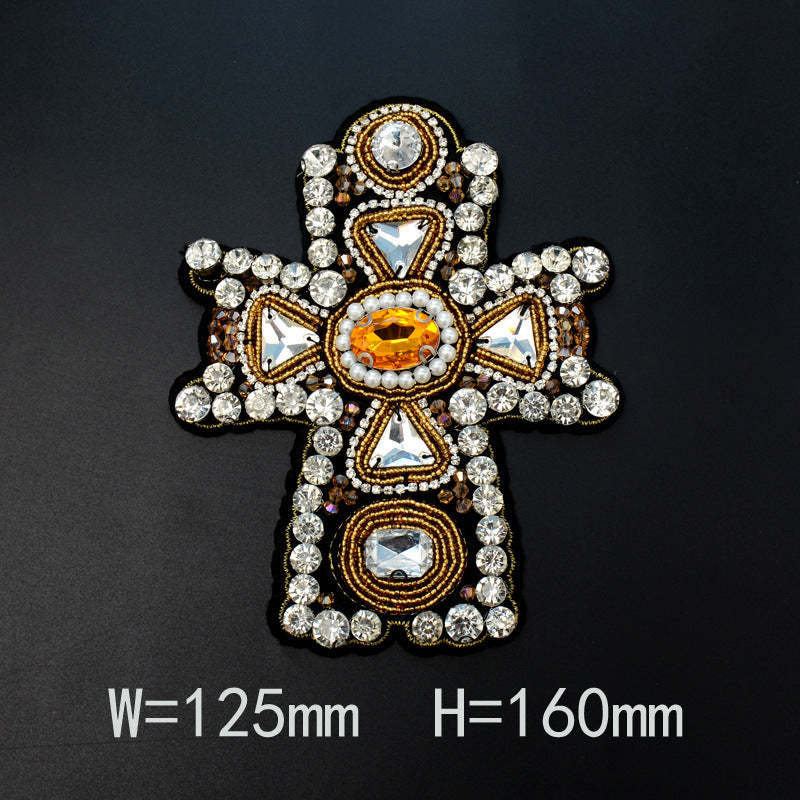 KTX-615315 Large Heart-shaped Cross Cloth Sticker for Shoes and Hats, Made from Durable Polyester