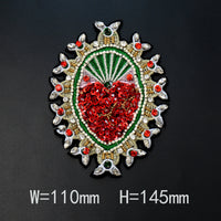 HKM-615315 Large Heart-shaped Cross Cloth Sticker for Shoes and Hats, Made from Durable Polyester
