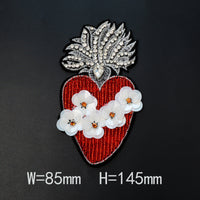 HKM-615315 Large Heart-shaped Cross Cloth Sticker for Shoes and Hats, Made from Durable Polyester
