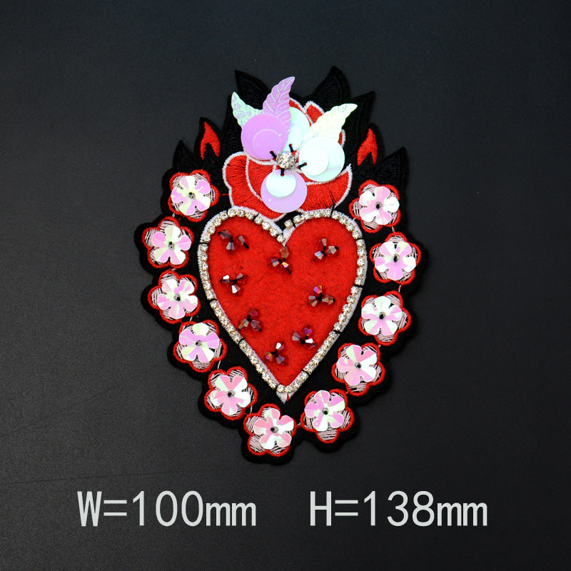 KTX-615315 Large Heart-shaped Cross Cloth Sticker for Shoes and Hats, Made from Durable Polyester