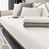 HKM-615443 Cool Bean Non-Slip Sofa Cushion Cover - Modern Solid Color Seat Cushion for Summer Comfort