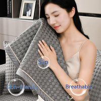 HKM-615443 Cool Bean Non-Slip Sofa Cushion Cover - Modern Solid Color Seat Cushion for Summer Comfort