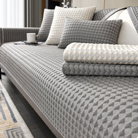 HKM-615443 Cool Bean Non-Slip Sofa Cushion Cover - Modern Solid Color Seat Cushion for Summer Comfort
