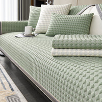 HKM-615443 Cool Bean Non-Slip Sofa Cushion Cover - Modern Solid Color Seat Cushion for Summer Comfort