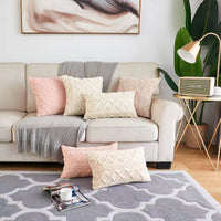 HKM-615443 Shearing Groove Artificial Plush Cushion Cover - Modern Simplicity in Double Black, Double Pink, Khaki, 30x50cm