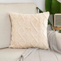 HKM-615443 Shearing Groove Artificial Plush Cushion Cover - Modern Simplicity in Double Black, Double Pink, Khaki, 30x50cm