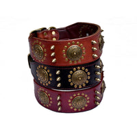 HKM-615507 Retro Leather Neck Sleeve for Medium to Large Dogs with Alloy Rivets – Adjustable Fit