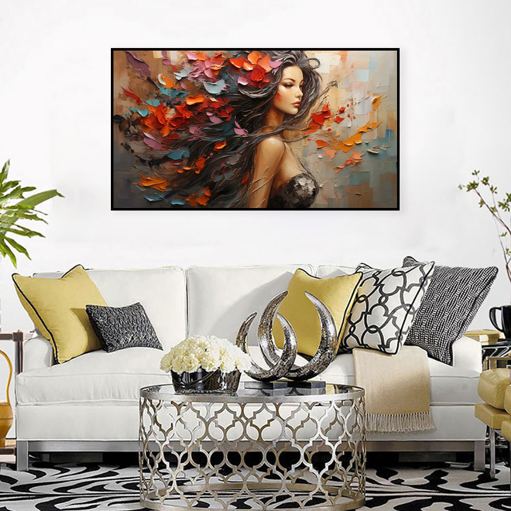 HKM-615571 Elegant Hand-Painted Canvas Art of a Woman's Back - Modern Portrait Oil Artwork for Home Decoration