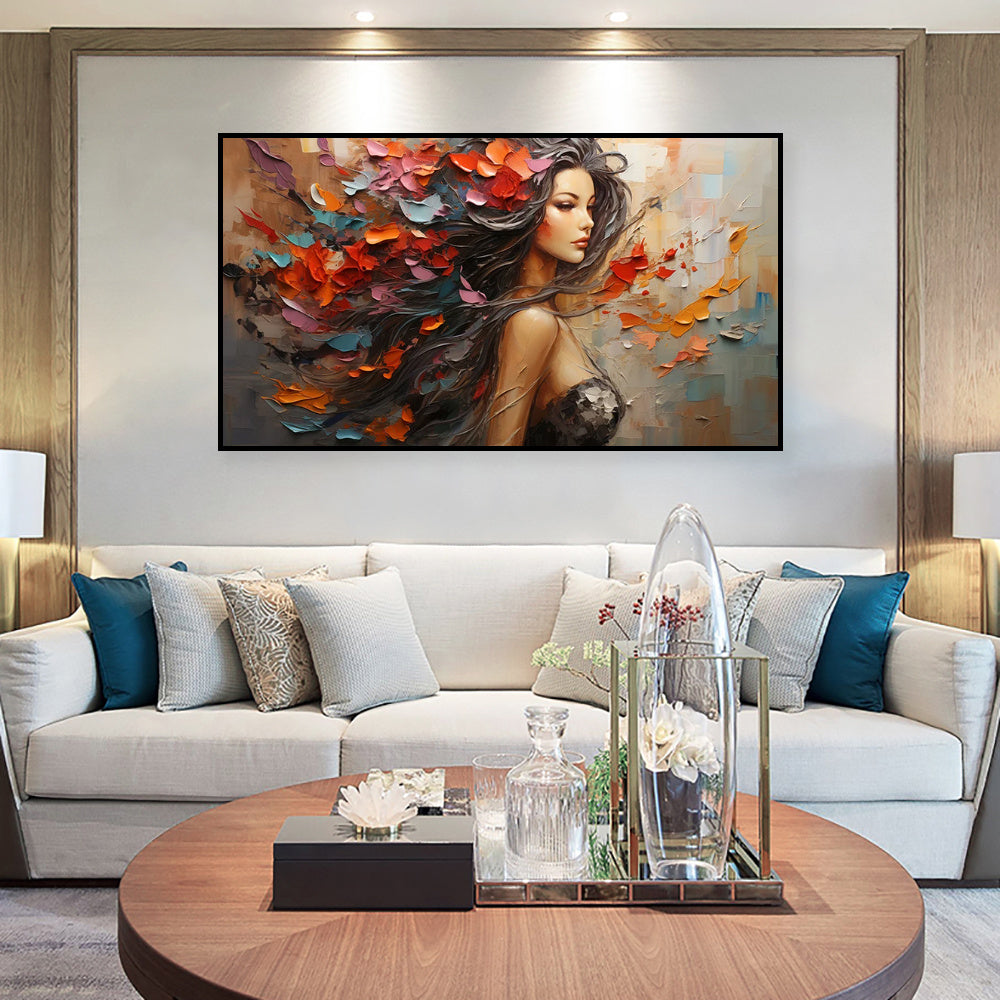 HKM-615571 Elegant Hand-Painted Canvas Art of a Woman's Back - Modern Portrait Oil Artwork for Home Decoration