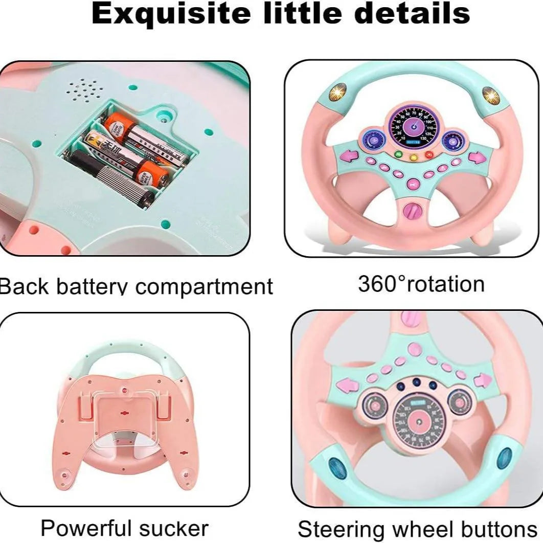 HKM-615635 Simulated Steering Wheel Toy with Lights & Music for Kids Ages 0-14+ Years