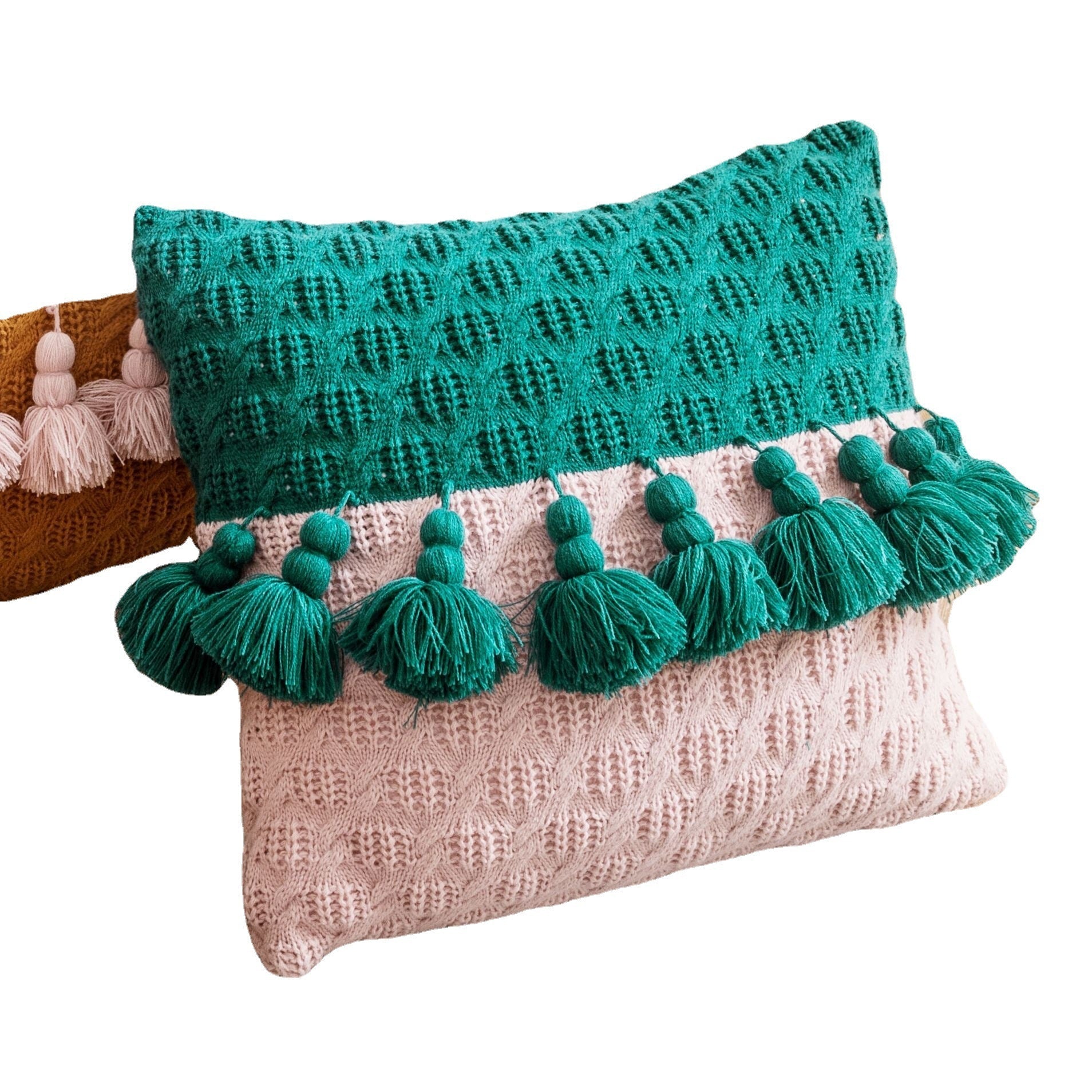 HKM-615763 Braided Travel Pillow - 45x45cm Polyester Fabric for Office and Relaxation