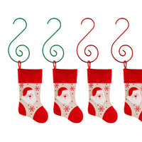 HKM-615763 Decorative Christmas Tree Hooks Set of 20 - Gold, Green, Red, Silver - 50mm PET Coated Steel Wire