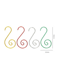 HKM-615763 Decorative Christmas Tree Hooks Set of 20 - Gold, Green, Red, Silver - 50mm PET Coated Steel Wire