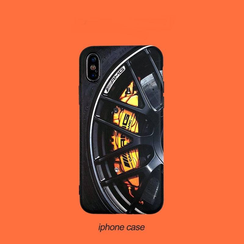 HKM-615891 Luxury Silicone Fitted Phone Case for iPhone with Sports Car Wheels Design, Dirt-Resistant and Waterproof