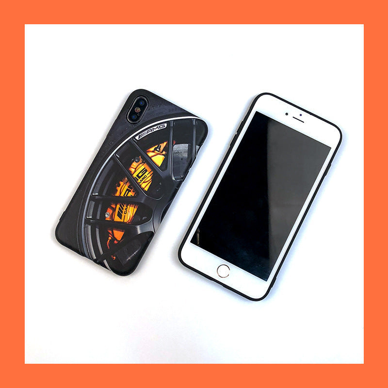 HKM-615891 Luxury Silicone Fitted Phone Case for iPhone with Sports Car Wheels Design, Dirt-Resistant and Waterproof