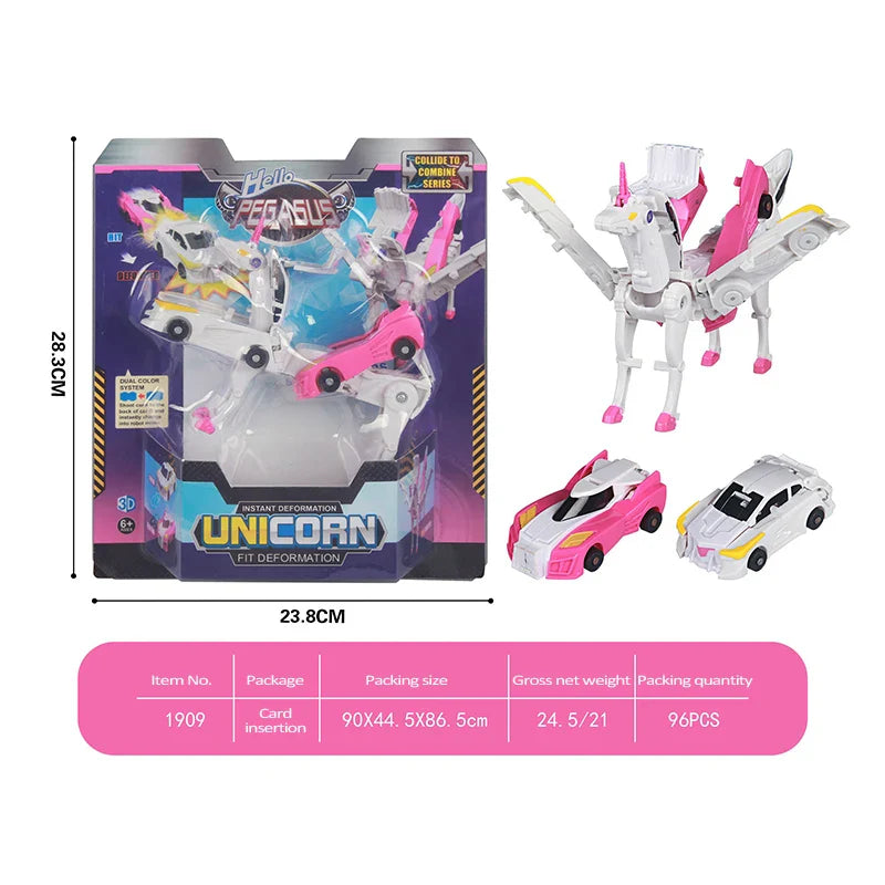 KTX-615891 Transforming Unicorn Car Toy for Kids - Fun Deformation Action Figure, Ages 3+