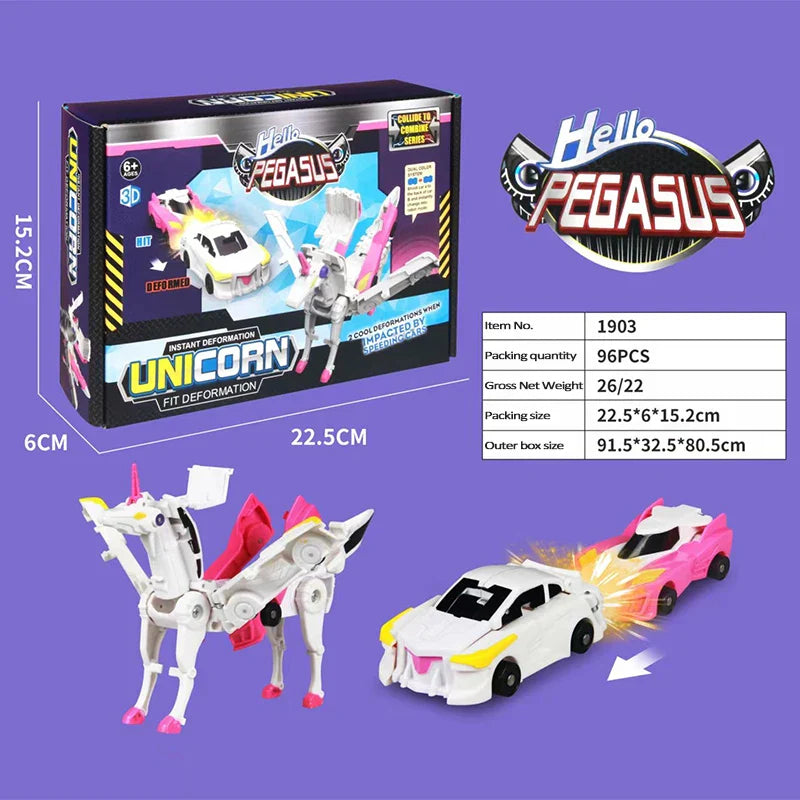 KTX-615891 Transforming Unicorn Car Toy for Kids - Fun Deformation Action Figure, Ages 3+