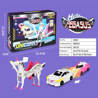 HKM-615891 Transforming Unicorn Car Toy for Kids - Fun Deformation Action Figure, Ages 3+