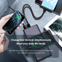 HKM-616019 10000mAh Fast Charging Wireless Power Bank with Alloy Shell - Black & Blue