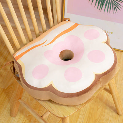 HKM-616019 Cute Cat Paw Plush Cushion for Floor and Office Chairs, Orange and Gray, 46x40x9 cm
