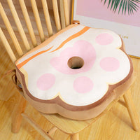 HKM-616019 Cute Cat Paw Plush Cushion for Floor and Office Chairs, Orange and Gray, 46x40x9 cm