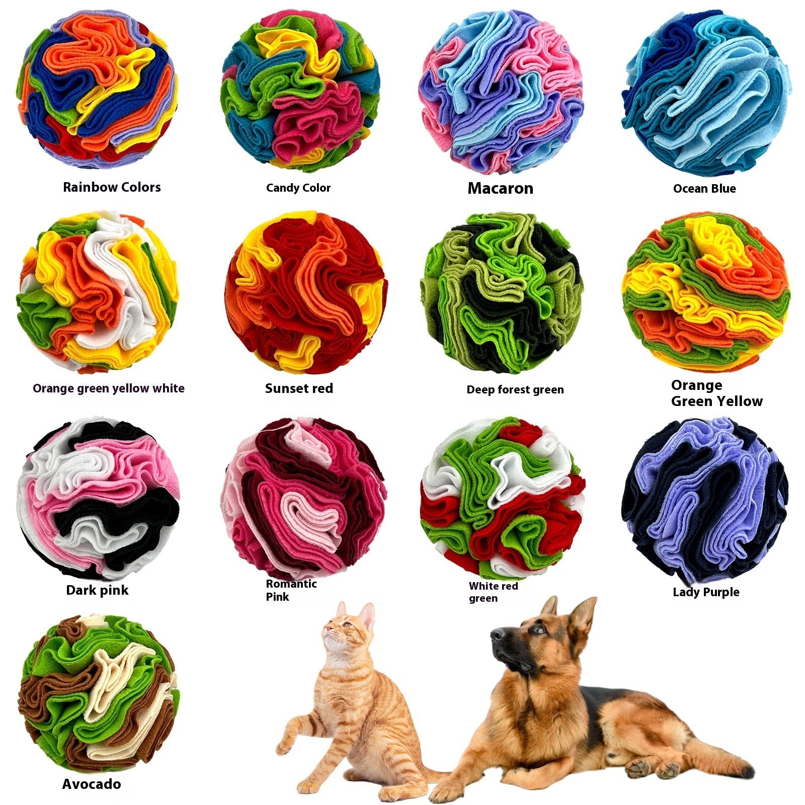 HKM-616083 Colorful Pet Sniffing Toy Ball - Puzzle Training Ball in Various Sizes