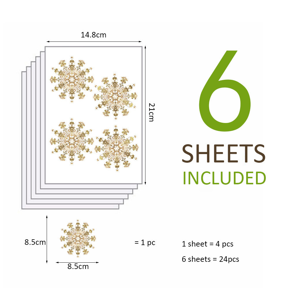 HKM-616403 Christmas Themed Cute Wall Stickers - Waterproof PVC, Easy Tear and Stick, 14.8x21cm, Set of 6