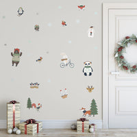 HKM-616403 Christmas Themed Cute Wall Stickers - Waterproof PVC, Easy Tear and Stick, 14.8x21cm, Set of 6