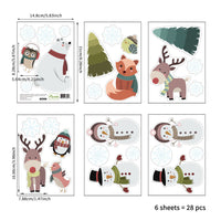 HKM-616403 Christmas Themed Cute Wall Stickers - Waterproof PVC, Easy Tear and Stick, 14.8x21cm, Set of 6