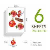 HKM-616403 Christmas Themed Cute Wall Stickers - Waterproof PVC, Easy Tear and Stick, 14.8x21cm, Set of 6