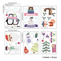 HKM-616403 Christmas Themed Cute Wall Stickers - Waterproof PVC, Easy Tear and Stick, 14.8x21cm, Set of 6