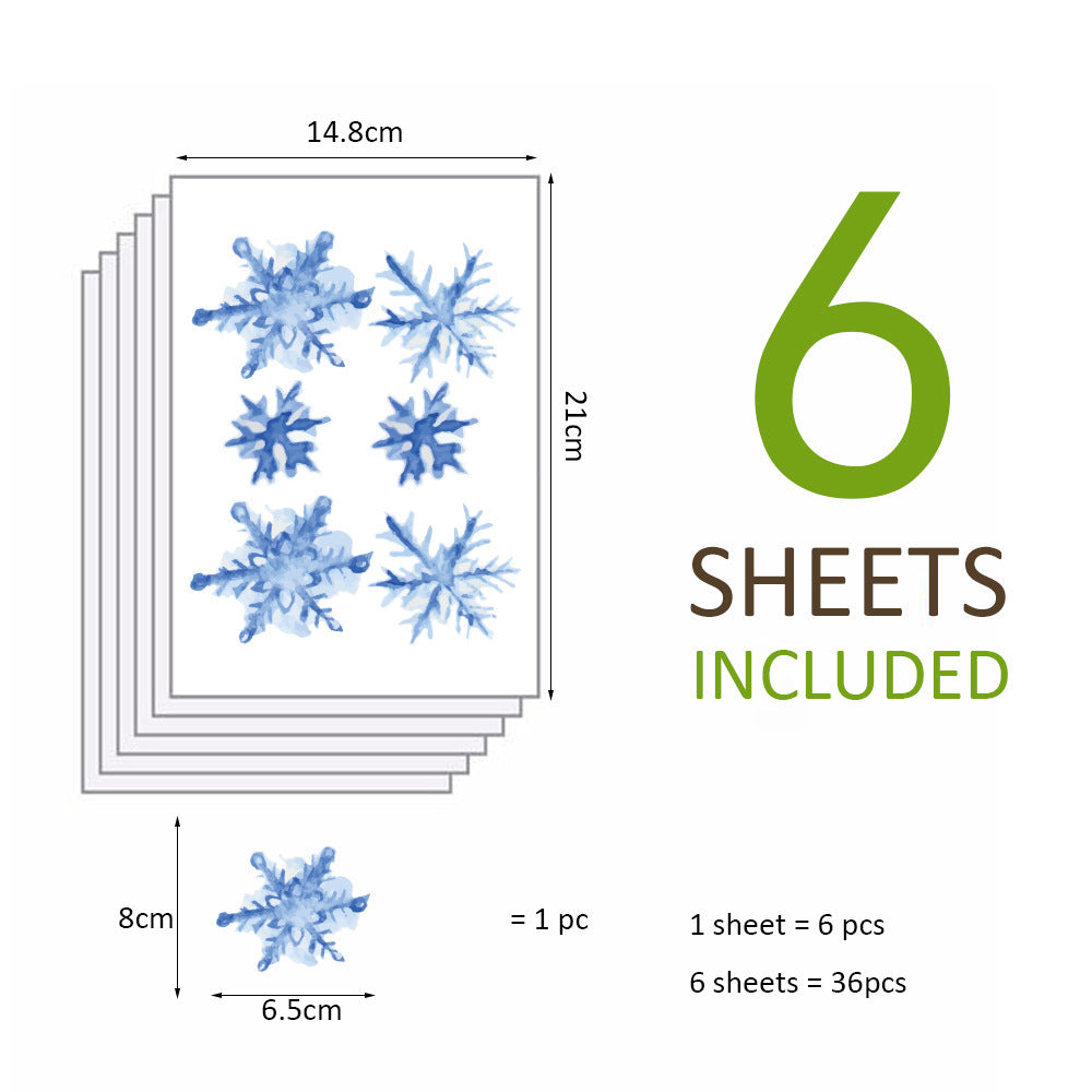 HKM-616403 Christmas Themed Cute Wall Stickers - Waterproof PVC, Easy Tear and Stick, 14.8x21cm, Set of 6