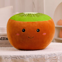 HKM-616595 Cartoon Fruit Plush Pillow Toy for Kids - Orange, Apple, Kiwi, Watermelon, Pepper, Peas Options